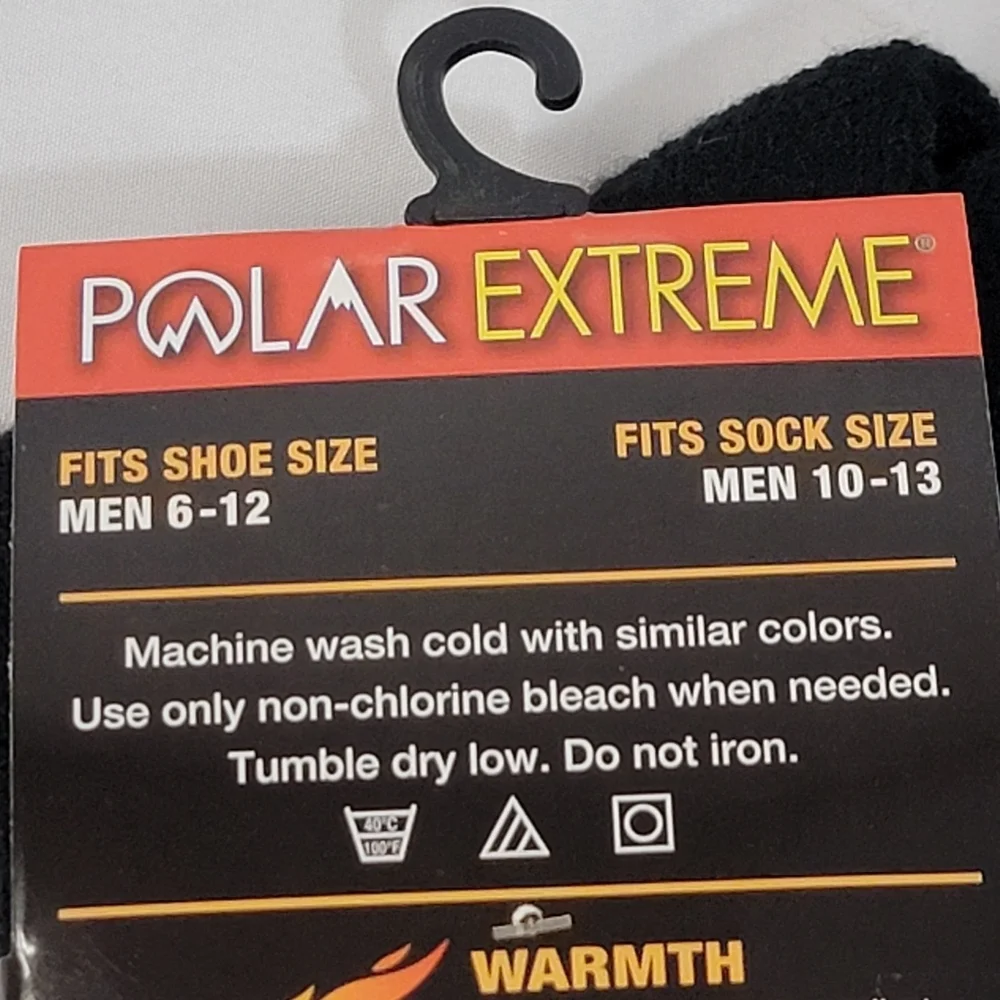Polar Extreme Black Thermal Socks Mens Shoe Size 6-12